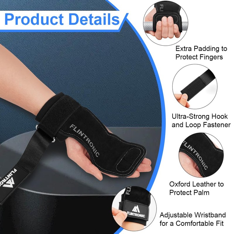 Flintronic Weight Lifting Wrist Strap, Leather Weightlifting Grip Strap, Enhanced