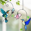 Royxen 2 Pack Hummingbird Stained Glass Window Hangings Handmade Bird