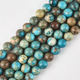 4mm Sky Blue Sea Sediment Imperial Jasper Round Gemstone Natural Stone Loose Beads for Jewelry Making Design Crafts 90 Pcs 15 Inch