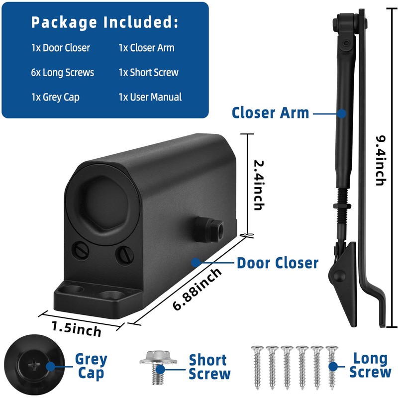 Ougourim Door Closers Commercial Heavy Duty Automatic Door Closer Residential