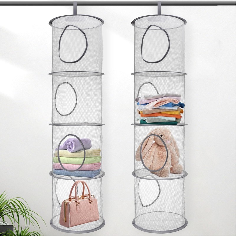 2Pcs Hanging Toy Storage Net, 4 Tier Hanging Storage Mesh,