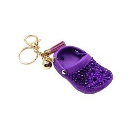 Cute Mini Shoe Charm Keyring Keychains Bling Bling Rhinestone Imitation Shoe Keychain for Women Men Funny Key Accessory Bag Decoration-Purple