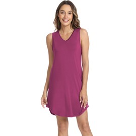 LazyCozy Bamboo Viscose Sleeveless Nightgowns for Women Summer Soft Tank Sleepwear, Grape Purple, Large