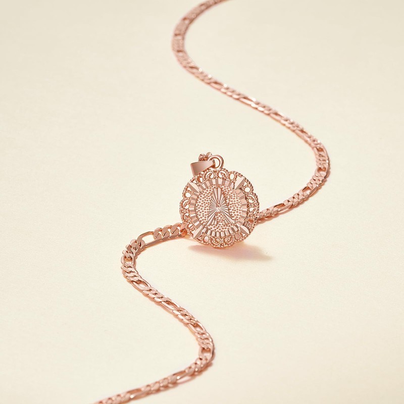 KissYan Initial Necklace For Women Girl,14K Gold Plated Round Letter