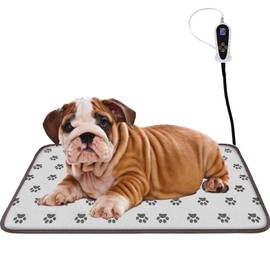 Pet Heating Pad for Cats Dogs with Timer Temperature Adjustable, Electric Heating Mat Indoor, Adjustable Warming Mat, Waterproof Heated Bed with Chew Resistant Steel Cord，Pet Heated Mat