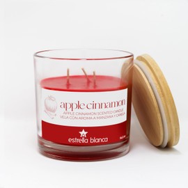 Estrella Blanca Aromatic Soy Wax Candle 14.5 oz - Apple Cinnamon, Long-Lasting Scented Candle