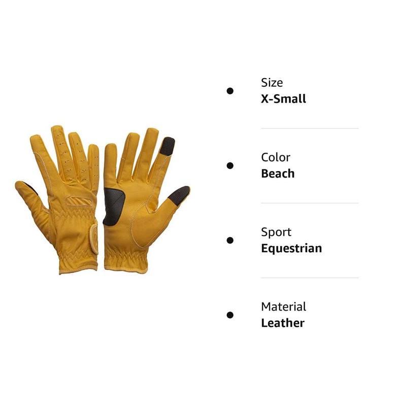 eGlove EQUEST GRIP PRO Leather Touchscreen Horse Riding Gloves (Beach,