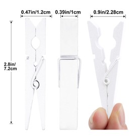 KINGLAKE White Clothes Pins Wooden - Clothes Pins for Crafts 2.9 Inch,50 Pcs White Clothespins Clips with Jute String for Hanging Pictures,Photo Displays,Classroom Arts Crafts