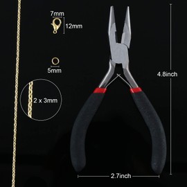 JOVITEC 39.4 Feet 2 mm Link Chain Necklace Jewelry Plier with 30 Pieces Lobster Clasps and 100 Pieces Jump Rings for Jewelry Accessories DIY (Gold)