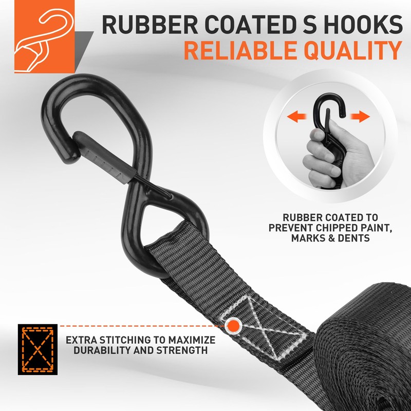 HORUSDY Ratchet Straps Heavy Duty, Tie Down Straps Ratchet Set,