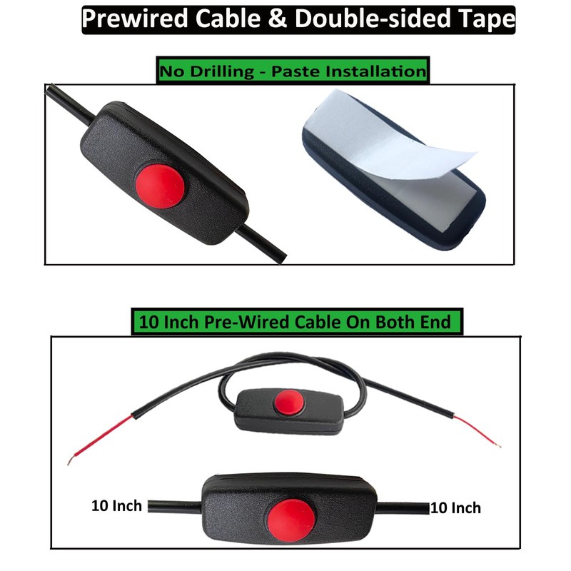 12V Inline Mini ON Off Push Button Switch, Small Latching