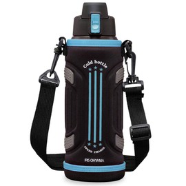 Iris Ohyama DB-1000 Water Bottle, 33.8 oz (1 L), Direct Drinking, For Sports Drinks, Vacuum Insulated for Cold Retention, Easy Lock, One Touch Open Type, For Boys & Girls, Adults, Blue