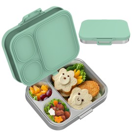 VITONIS Edelstahl Brotdose Kinder,Metal Bento Lunch Box Kinder Auslaufsicher Brotdose Kids mit 3 Fächern und Dichtring,Lunch Box Geeignet für und Erwachsene, Robust und tragbar