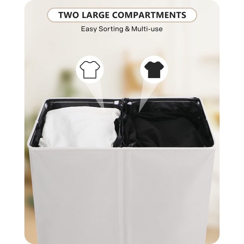 SOLEDI Luxury Double Laundry Hamper with Lid and Removable Bags,