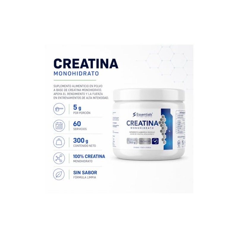 Creatina Monohidrato 100% pura | Libre de azucares | Libre