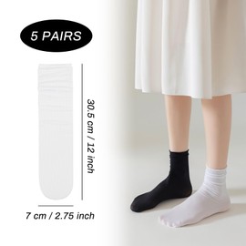 Feelorna 5 Pairs Women’s Thin Crew Socks, Soft Casual Ankle Socks for Office, Breathable Athletic Sock for Running Hiking (US, Alpha, One Size, Regular, Regular, White)