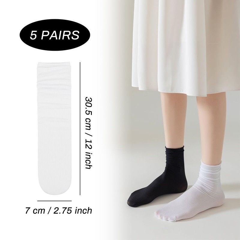 Feelorna 5 Pairs Women’s Thin Crew Socks, Soft Casual Ankle