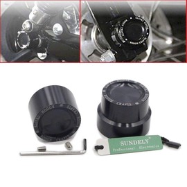 SUNDELY® 2 Pcs Front Rear Wheel CNC Aluminum RC Axle Nut Bolt Cover Cap for Motorbike Motorcycle Harley Bob CVO Dyna Fat Road Glide Road King Softail Sportster Street FXDFSE (Rear, Black)