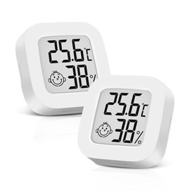 2pcs Thermometer Indoor Hygrometer Humidity Meter Digital Mini LCD Thermometer Room Hygrometer Thermometer Cute Wall Thermometer for Baby Room Senior Room Study Wine Cellar