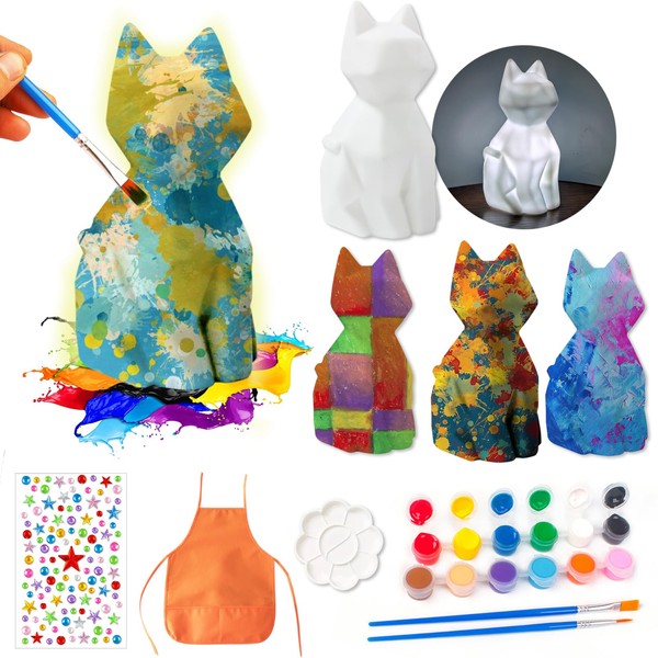 Winbar Paint Your Own Cat Lamp Kit, DIY Geometric Cat