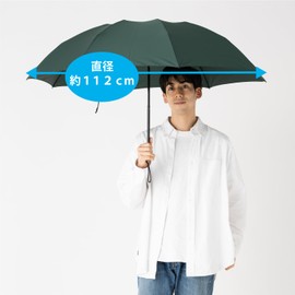 LIEBEN-0221 Men's Folding Umbrella, 25.6 inches (65 cm) x 8 Ribs, 3 Folding Umbrella when Opened, Green (resin handle)