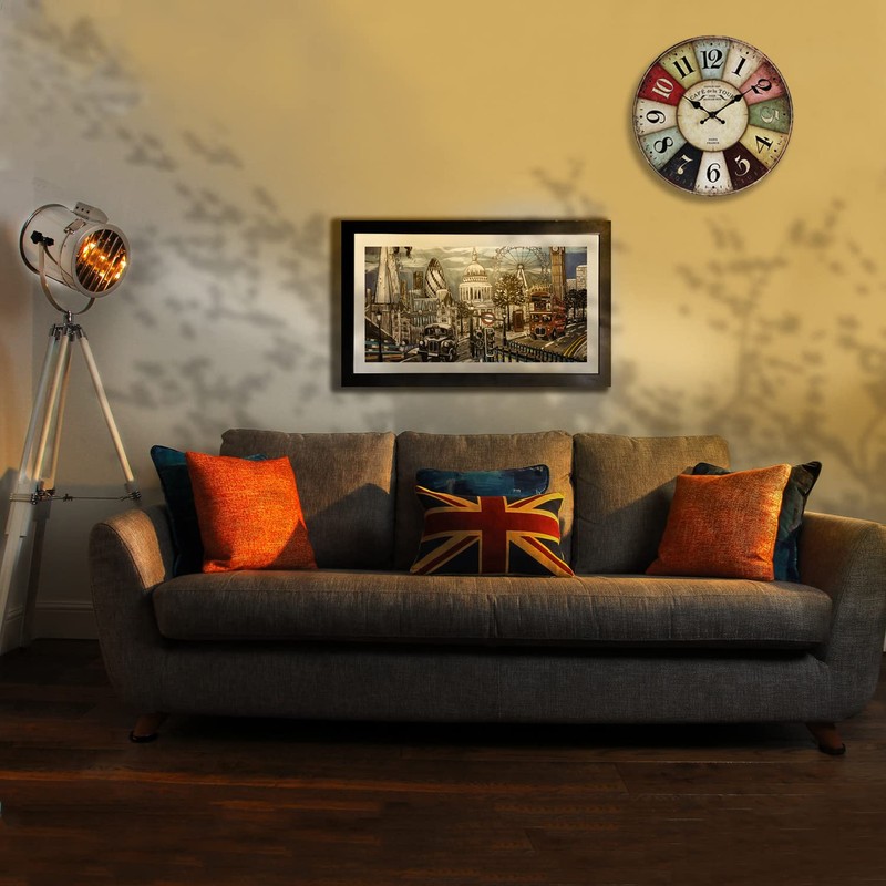 QWANPET Wall Clock - 12" Retro Rustic Style Quartz Clock,