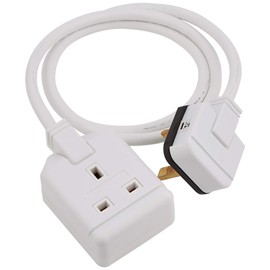 1 Gang White 13 Amp Professional Trailing Socket Extension Lead Mains Power (1 M)