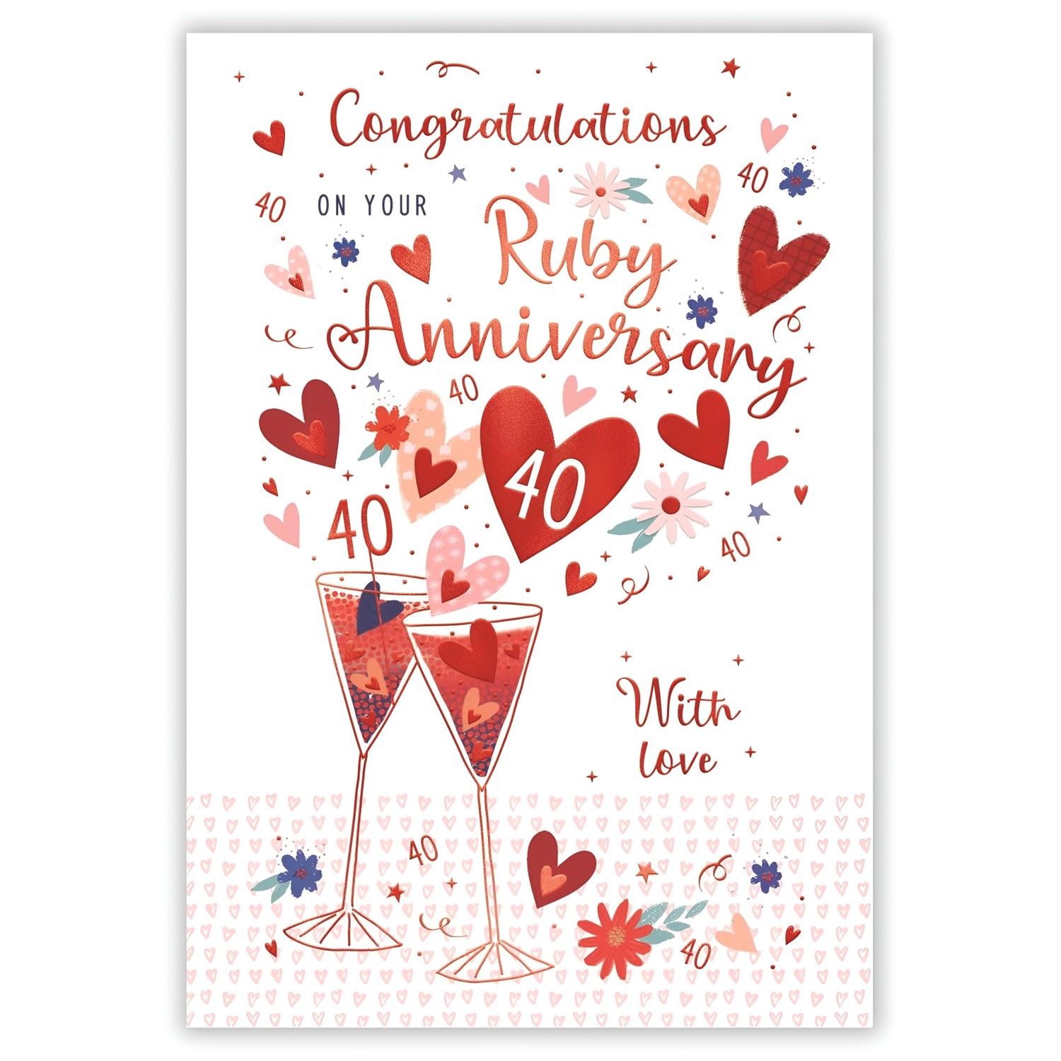 IC&G 40th Anniversary Card - Happy Ruby Anniversary Card 40 Years with ...