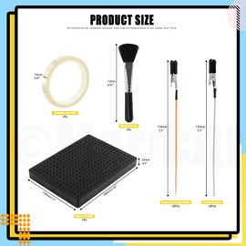 Mardatt Painting Modelling Tools Set Includes Square Stand Base Holder, Bamboo & Steel Model Airbrush Alligator Clip Sticks with Rubber Tips, Electrical Tape and Brush for Model Hobby