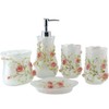 LUANT Resin 3D Roses 5PC Bathroom Accessories Set Soap Dispenser/Toothbrush