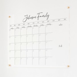 Dry Erase Acrylic Calendar for Wall, Clear Modern Calendar