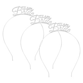 Minkissy 3pcs Team Bride Tiara Bachelorette Headbands Bridal Shower Hair Band Party Decorations Accessories Silver