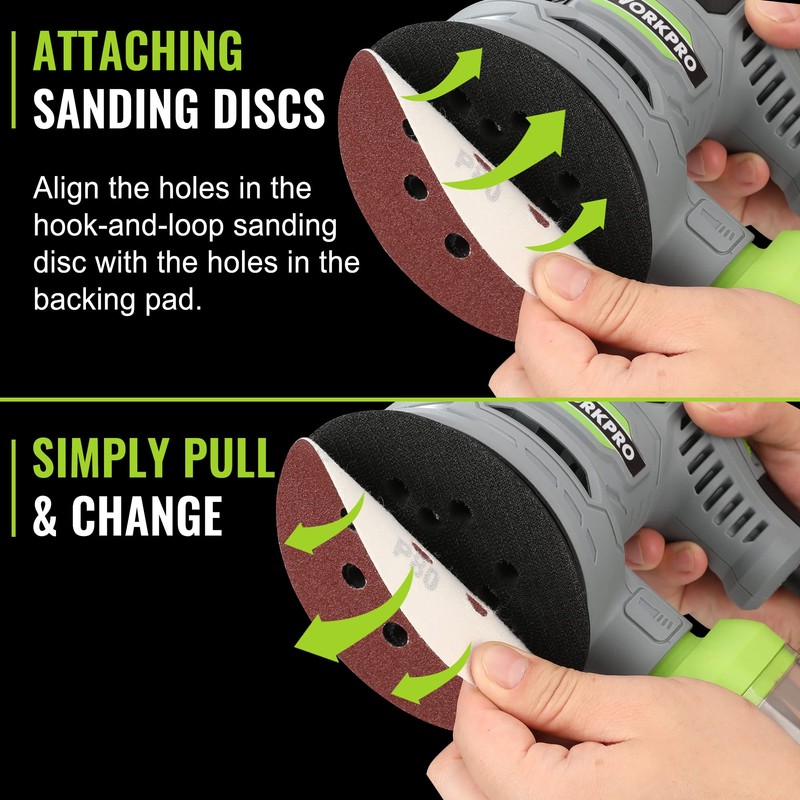 WORKPRO 5-Inch Random Orbit Sander, 6 Variable Speeds 7000 to