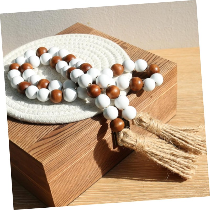 GLEAVI Farmhouse Beads Garland with Tassel Decorative Bead String Hanging