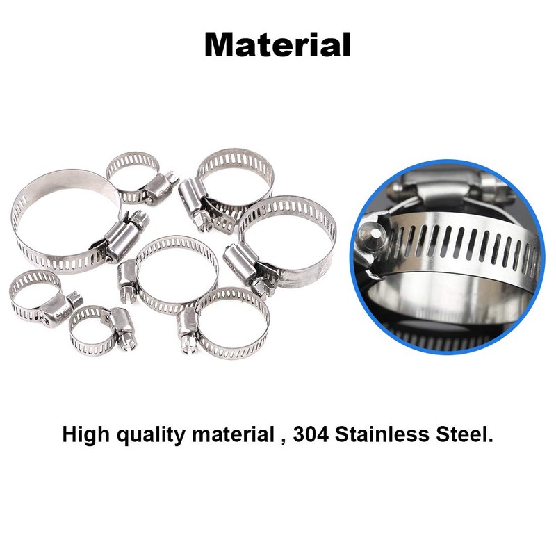 Glarks 100Pcs Adjustable 8-44mm Range 304 Stainless Steel Worm Gear