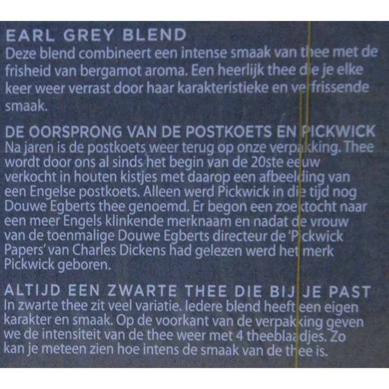 Pickwick Earl Grey Tea - 20 pieces à 2g