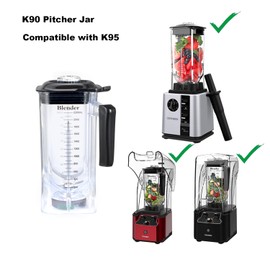 CRANDDI Spare Cup for K90, 80oz Blender Container, 2200ml Pitcher Jar with Long Blade Assembly, Quiet Blender Replacement Spare Part, Clear (80oz/K90 Cup)