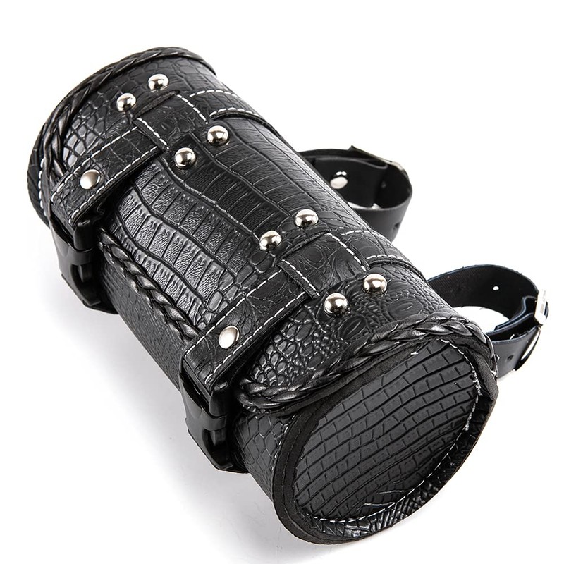 APEBAZY Universal Motorcycle Handlebar Bag Quick Release Crocodile PU Leather