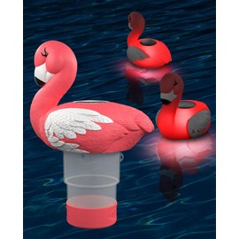 Doliwish Flamingo Pool Chlorine Floater 1 Inch Solar Powered Night Glow&Pool Decoration Floating Chlorine Dispenser for Pool,Wedding,Party,Hot Tub,SPA(Chlorine Tablet Not Included) 02-20250212