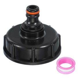 PATIKIL 275-330 IBC Tote Hose Adapter, 2-3/8" Thread x 1/2" Hose Food Drain Adapter with Black Nozzle for Garden Hose Connector