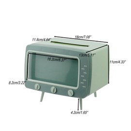 FarBoat 1Pack Creative TV Tissue Box Holder, Functional TV Shaped Tissue Box with Cell Phone Holder for Living Room Bedroom Kitchen and Office(Green)