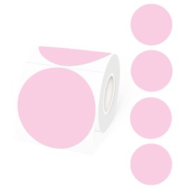 STARLIBOO 3 Inch Round Thermal Stickers, Pink Self-Adhesive Round Direct Thermal Labels, Business Printer Stickers