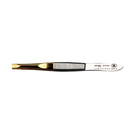 HK Manicure by Hans Kniebes - 8 cm Cranked Tweezers - Eyebrow Tweezers from Solingen - Gold-Plated Stainless Steel