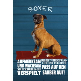 Ontrada Holzschild 12x18cm Boxer Hund aufmerksam wachsam Holz Schild