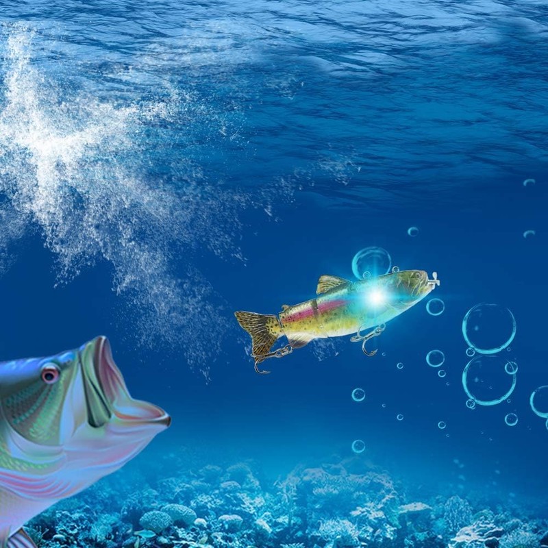 Robotic Swimming Electric Fishing Lures 5.12" USB Rechargeable LED Light