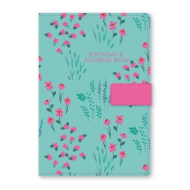 Telephone Address Book A-Z Beautiful Fabric Vintage A5 Hard Cover Address Book with Magnetic Closure (Pink Floral Pattern)
