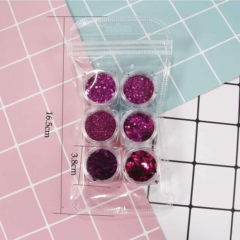YOFASEN 6pcs Chunky Glitter Face Glitter - Nail Art Accessories