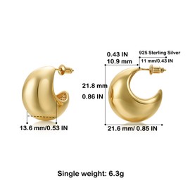 FRUMOS 18K Gold Plated Hoop Earrings for Women Girls 14K Gold Plated Gold Earrings with 925 Sterling Silver Post Stud Earrings for Gifts(Spherical Hoop Earrings Gold)