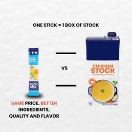 Cookstix Classic Instant Chicken Stock Sticks – Clean-Label Alternative to Bouillon Powder for Cooking – No Sugar Added, Lower Sodium, No Additives – Dehydrated Chicken Stock for Soups, Gravy & More – 4 Pack