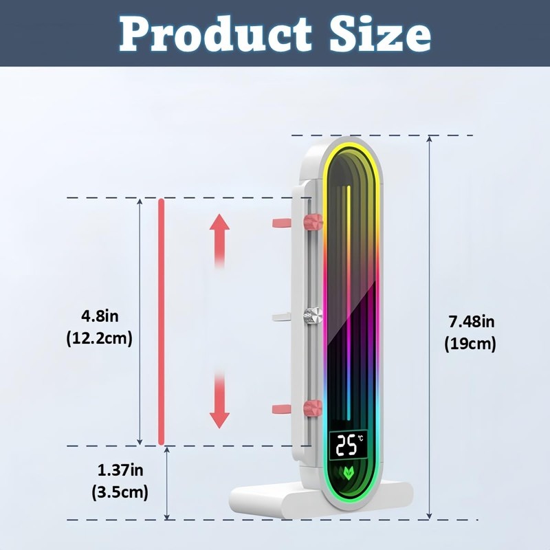 KLLsmDesign Height Adjustable RGB GPU Support with Integrated Temperature Display,